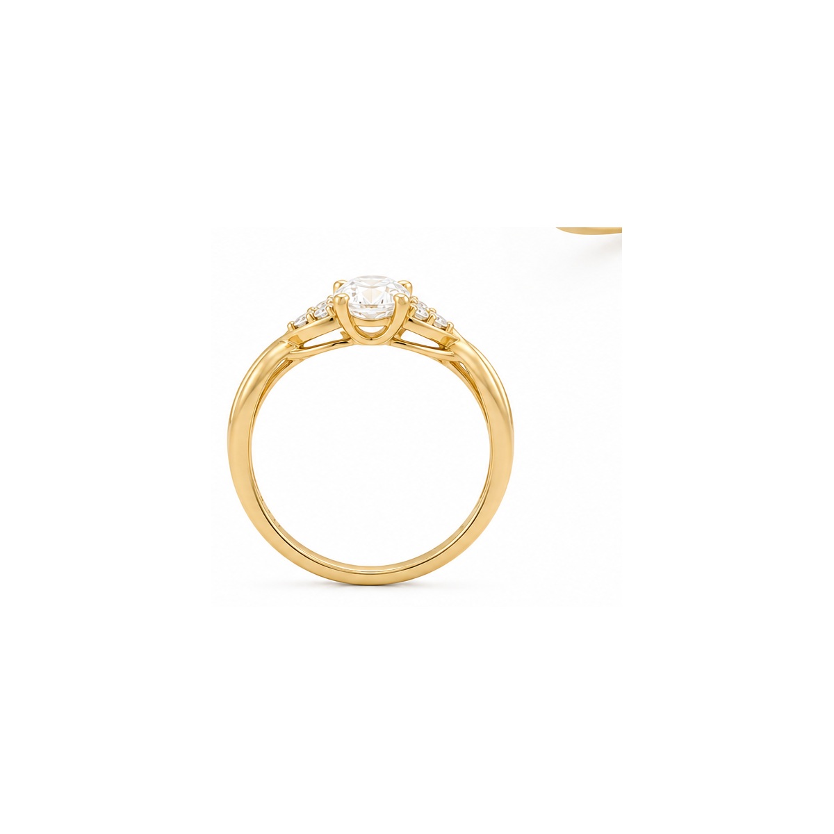 14K solid yellow-gold oval moissanite engagement ring